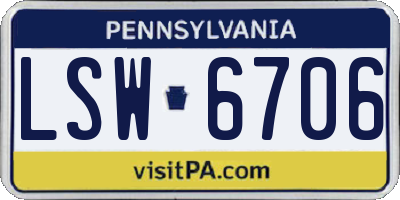 PA license plate LSW6706