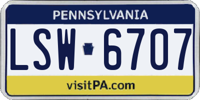 PA license plate LSW6707