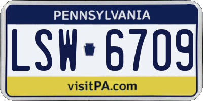 PA license plate LSW6709