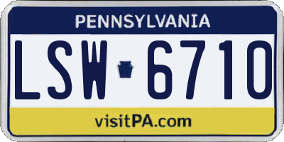PA license plate LSW6710