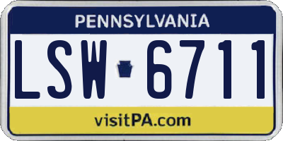 PA license plate LSW6711