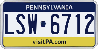 PA license plate LSW6712