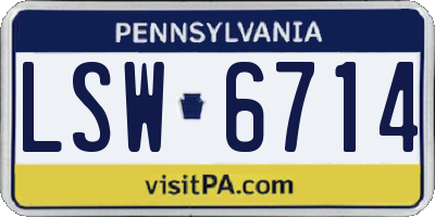 PA license plate LSW6714