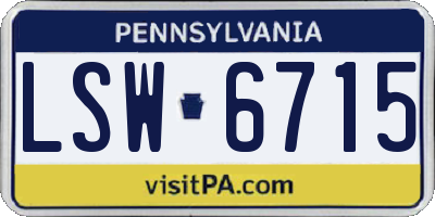 PA license plate LSW6715