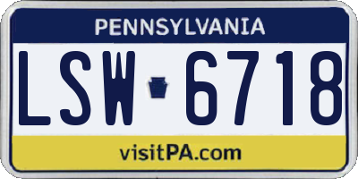 PA license plate LSW6718