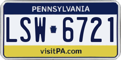 PA license plate LSW6721