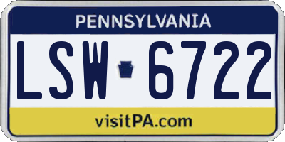 PA license plate LSW6722