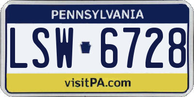 PA license plate LSW6728