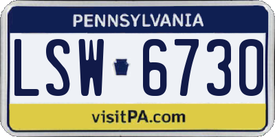 PA license plate LSW6730