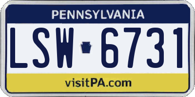 PA license plate LSW6731