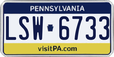 PA license plate LSW6733