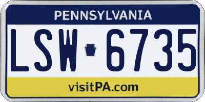 PA license plate LSW6735