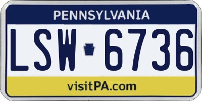 PA license plate LSW6736