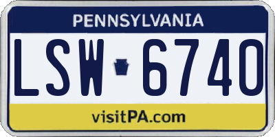 PA license plate LSW6740