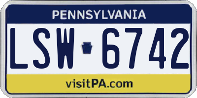 PA license plate LSW6742