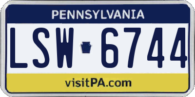 PA license plate LSW6744