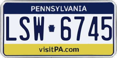 PA license plate LSW6745