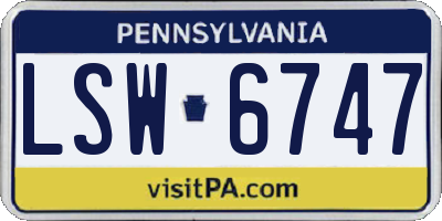 PA license plate LSW6747