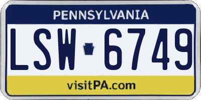 PA license plate LSW6749