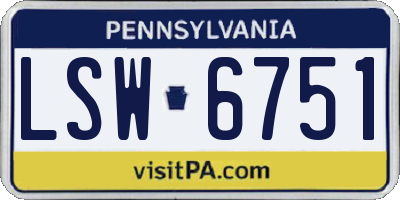 PA license plate LSW6751