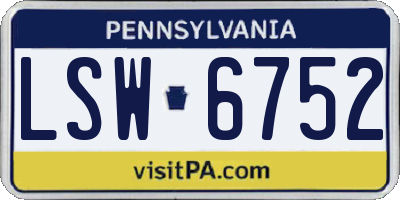 PA license plate LSW6752
