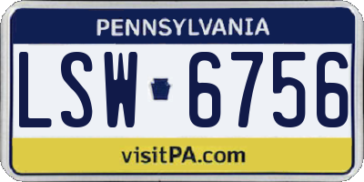 PA license plate LSW6756