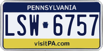 PA license plate LSW6757