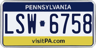 PA license plate LSW6758