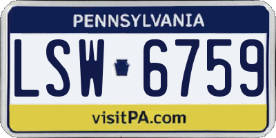PA license plate LSW6759