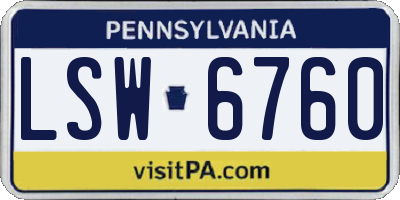 PA license plate LSW6760