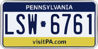 PA license plate LSW6761