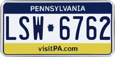 PA license plate LSW6762