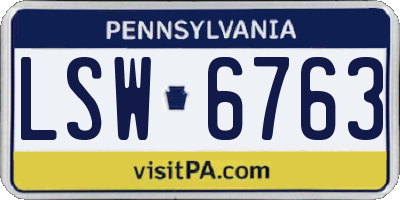 PA license plate LSW6763