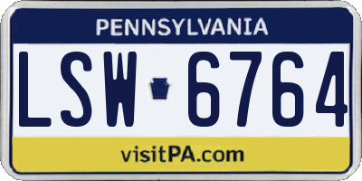 PA license plate LSW6764