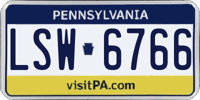 PA license plate LSW6766