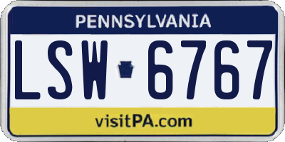 PA license plate LSW6767