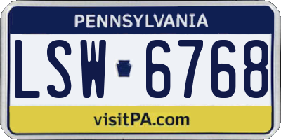 PA license plate LSW6768