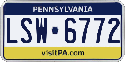 PA license plate LSW6772