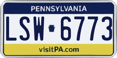 PA license plate LSW6773