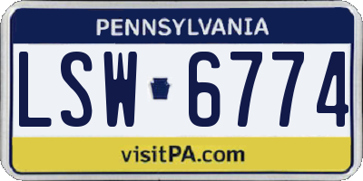 PA license plate LSW6774