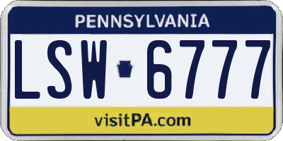 PA license plate LSW6777