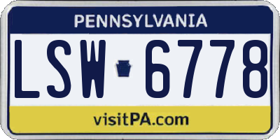 PA license plate LSW6778