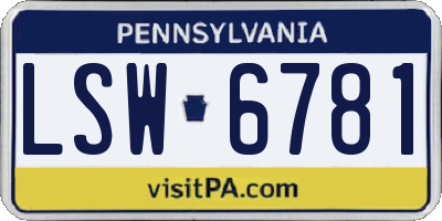 PA license plate LSW6781