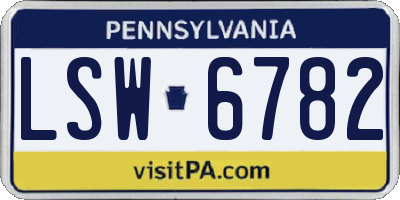 PA license plate LSW6782