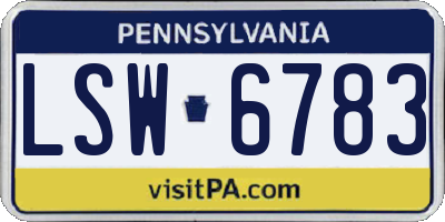PA license plate LSW6783