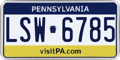 PA license plate LSW6785