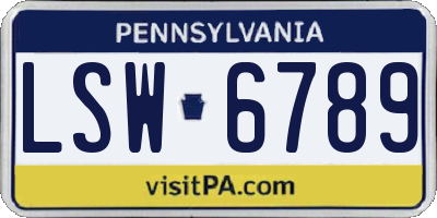PA license plate LSW6789