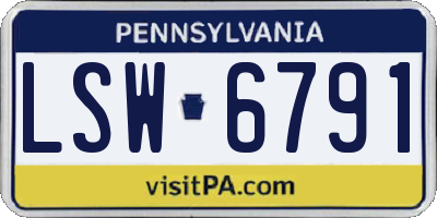 PA license plate LSW6791