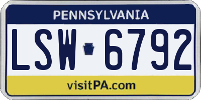 PA license plate LSW6792