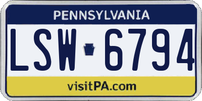 PA license plate LSW6794